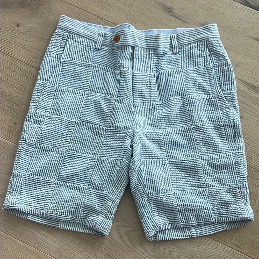 Brooks Brothers Shorts Seersucker Blue Striped Men's 32 Country Club Preppy